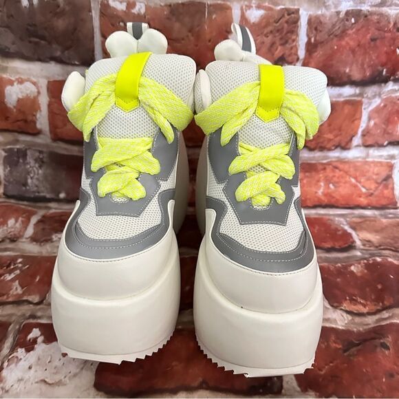 NIB Poster Grl funky wave neon green laced platform Rave sneakers Sz 10 - Picture 3 of 8